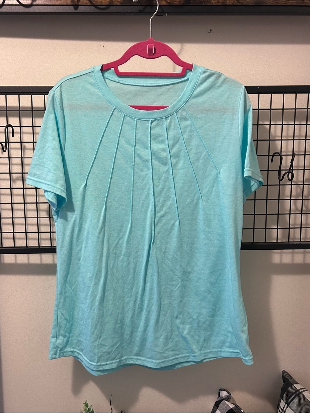 Restore Aqua Pintuck Short Sleeve Tee